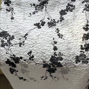 Floral Black and White Textured Fabric. NWOT